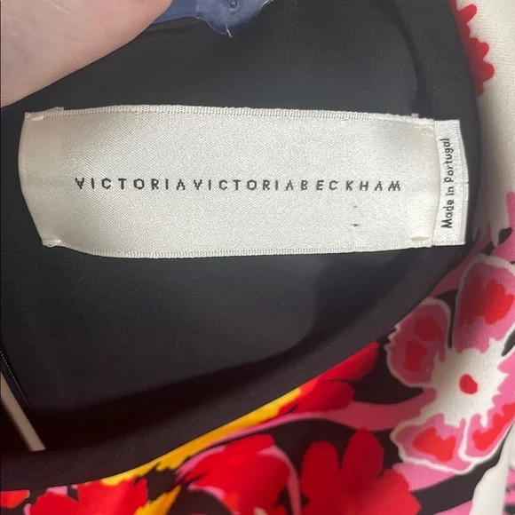 Victoria Beckham Red-multi floral A-line Dress Short Sleeve Crew Neck - Picture 2 of 4